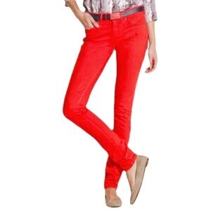 Madewell Rail Straight Jeans Red Bee Embroidery Size 26 x 32